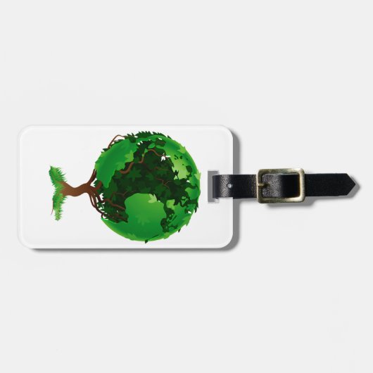 Green Tree Wereldbol Bagagelabels (Voorkant horizontaal)