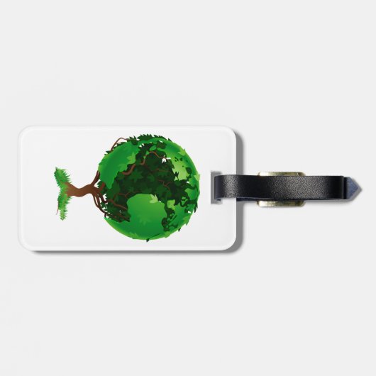 Green Tree Wereldbol Bagagelabels (Achterkant horizontaal)