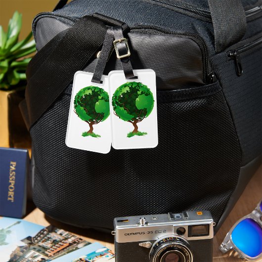 Green Tree Wereldbol Bagagelabels