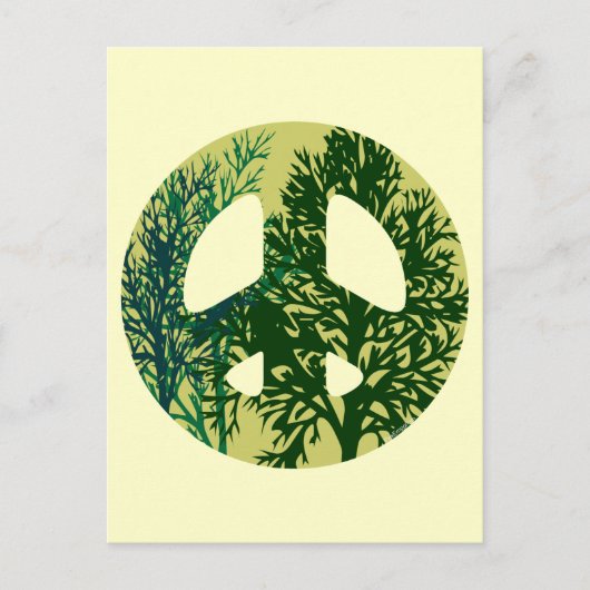 Green Trees Peace Sign Blank Art Card Briefkaart (Voorkant)