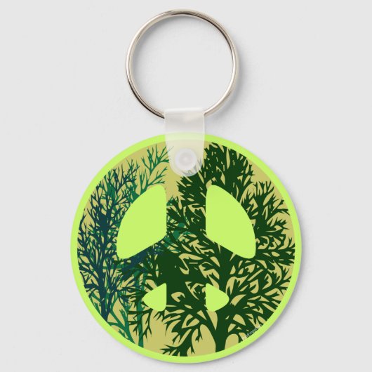 Green Trees Peace Sign Sleutelhanger (Voorkant)