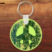 Green Trees Peace Sign Sleutelhanger (Voorkant)