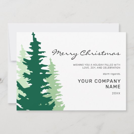 Green Trees Script Corporate Modern Christmas Feestdagenkaart (Voorkant)