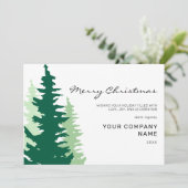 Green Trees Script Corporate Modern Christmas Feestdagenkaart (Staand voorkant)