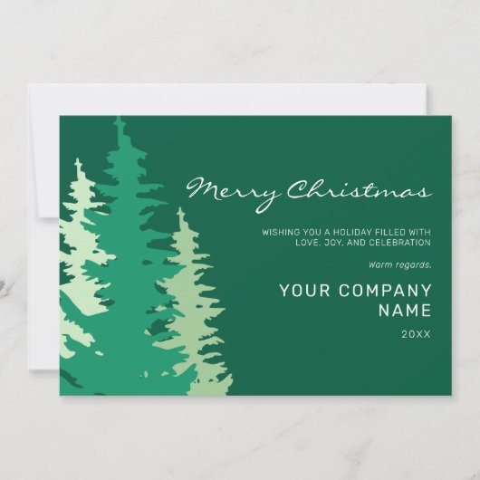 Green Trees Script Corporate Modern Christmas Feestdagenkaart (Voorkant)