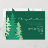 Green Trees Script Corporate Modern Christmas Feestdagenkaart (Voorkant / Achterkant)