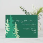 Green Trees Script Corporate Modern Christmas Feestdagenkaart (Staand voorkant)