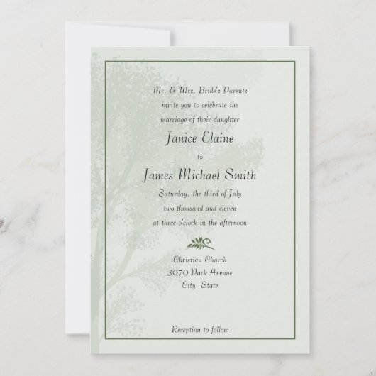 Green Trees Wedding Invitations Kaart (Voorkant)