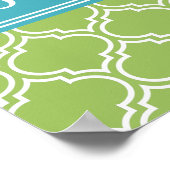 Green Trellis Vibrant Blue Name Sjabloon Poster (Hoek)