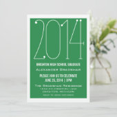 Green Trendy 2014 Afstuderen Invitation Kaart (Staand voorkant)