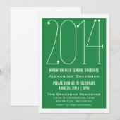 Green Trendy 2014 Afstuderen Invitation Kaart (Voorkant / Achterkant)