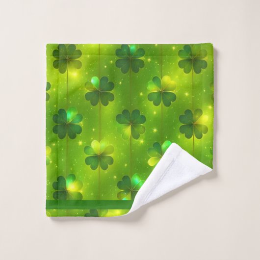 Green Trendy St Patrick's Day Clover Collectie Bad Handdoek (Wasdoekje)