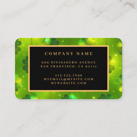 Green Trendy St Patrick's Day Clover Collectie Visitekaartje (Achterkant)