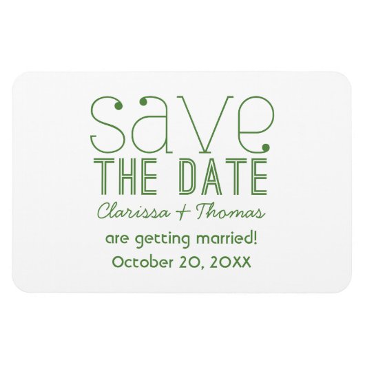 Green Trendy Typografie Save the Date Magnet Magneet (Horizontaal)