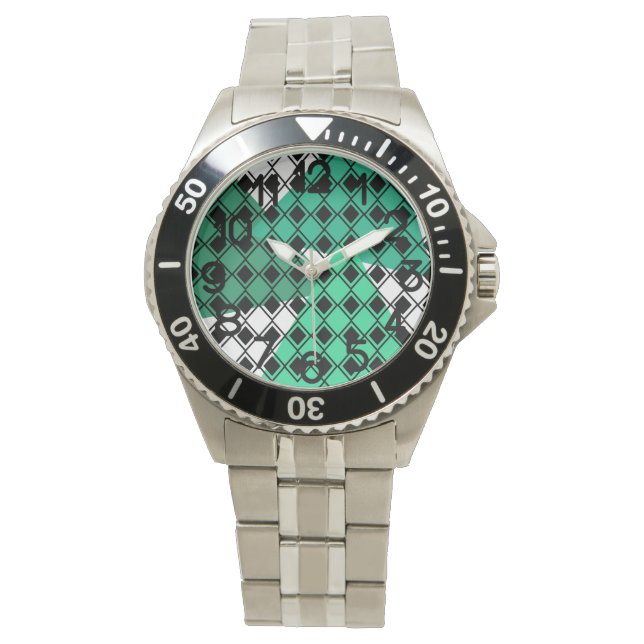 Green Triangle Harlequin Horloge (Voorkant)