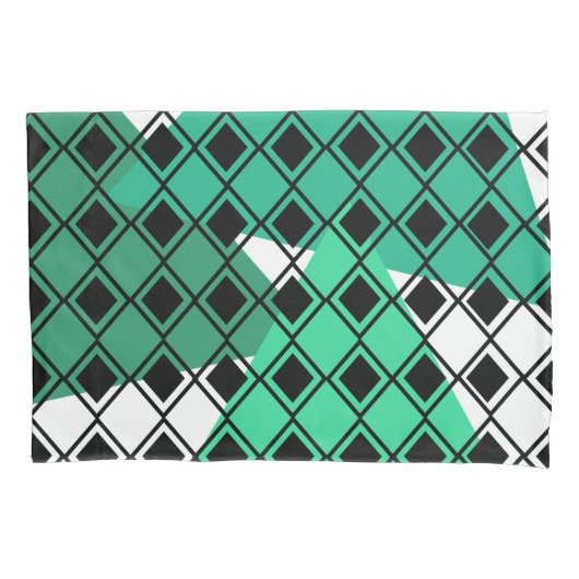 Green Triangle Harlequin Kussensloop (Voorkant)