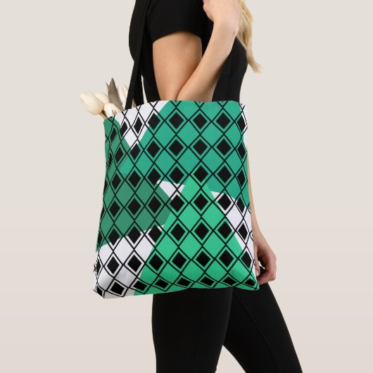 Green Triangle Harlequin Tote Bag (Dichtbij)