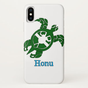 Green Tribal Honu Zee Turtle on White Case-Mate iPhone Case