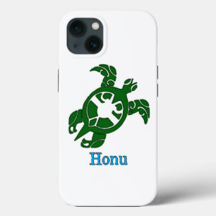 Green Tribal Honu Zee Turtle on White Case-Mate iPhone Case