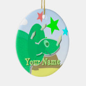 Green Triceratops Cartoon Dinosaur Name Ornament (Rechts)