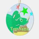 Green Triceratops Cartoon Dinosaur Name Ornament (Links)