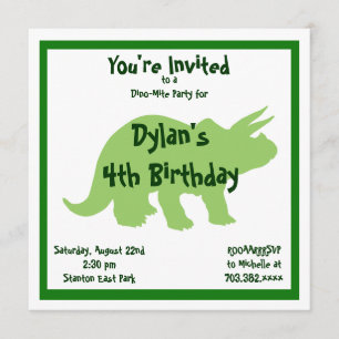 Green Triceratops Dinosaur Birthday Invitations Kaart