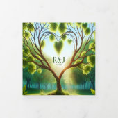 Green Trifold Voeg foto bruiloft uitnodiging (Cover)