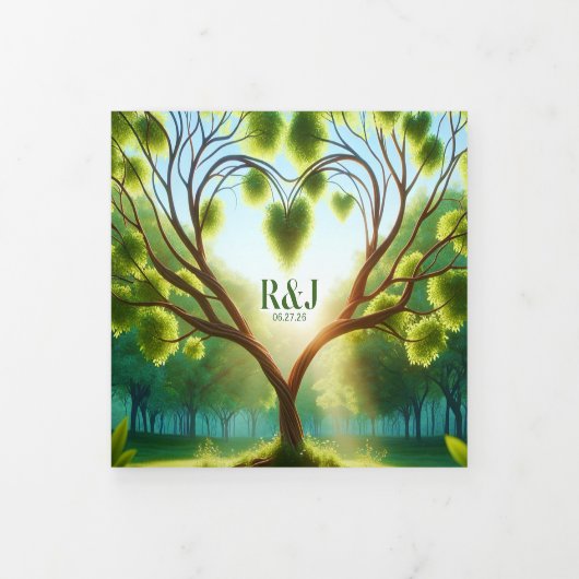 Green Trifold Voeg foto bruiloft uitnodiging (Cover)