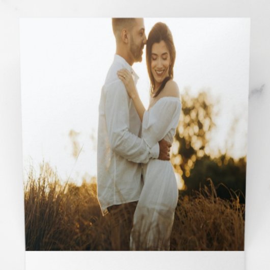 Green Trifold Voeg foto bruiloft uitnodiging (Binnenzijde eerst)