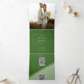 Green Trifold Voeg foto bruiloft uitnodiging (Binnen)