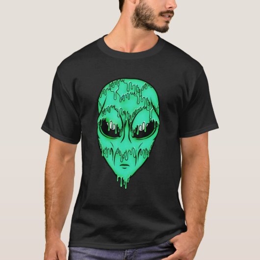 Green Trippy Alien Shirt - Psychedelisch Alien Gez (Voorkant)