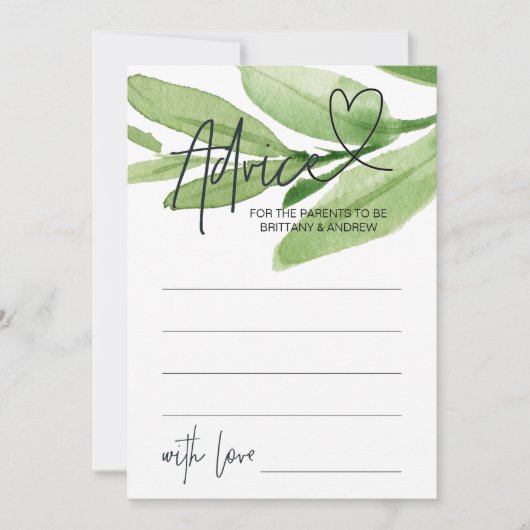 Green Tropical Baby shower Advice Game Card Kaart (Voorkant)