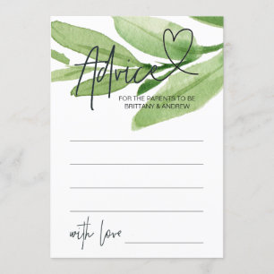 Green Tropical Baby shower Advice Game Card Kaart