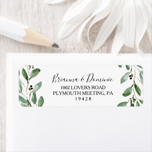 Green Tropical Eucalyptus Return Address Label (Insitu)