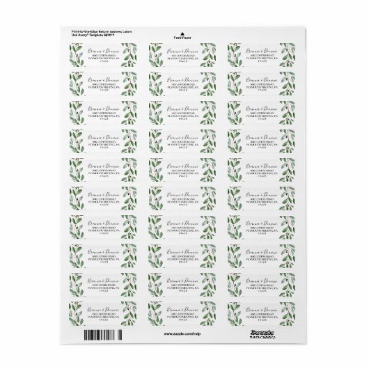 Green Tropical Eucalyptus Return Address Label (Full Sheet)