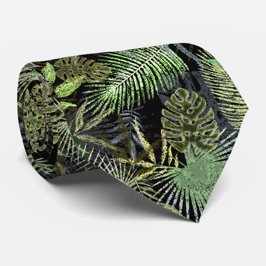 Green Tropical Ferns Stropdas (Opgerold)