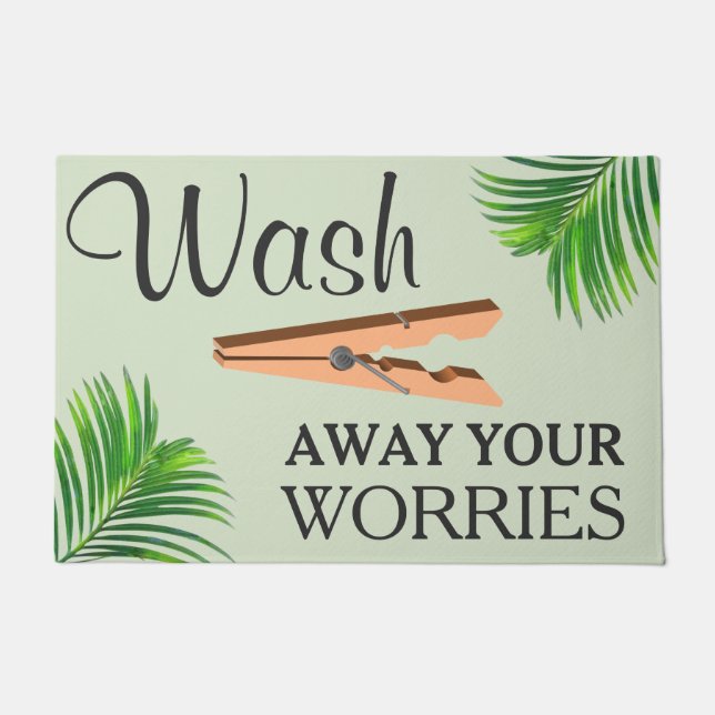 Green Tropical Funny Laundry Room Sign Deurmat (Voorkant)