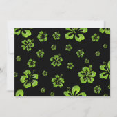 Green Tropical Hibiscus Floral Black Invitation Kaart (Achterkant)