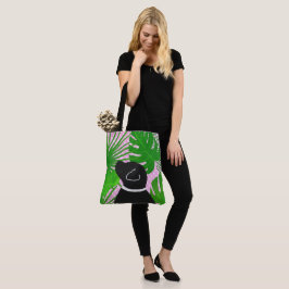 Green Tropical Island Black Dog Canvas tas
