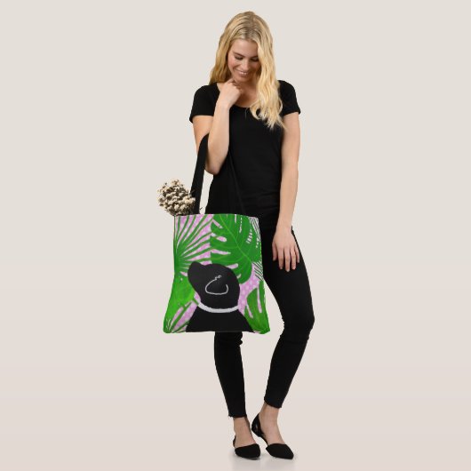 Green Tropical Island Black Dog Canvas tas (Op model)