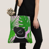 Green Tropical Island Black Dog Canvas tas (Dichtbij)