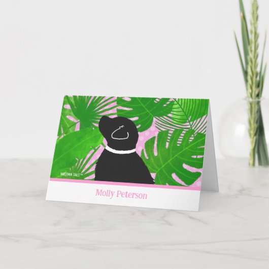 Green Tropical Island Black Dog Custom Kaarten (Voorkant)