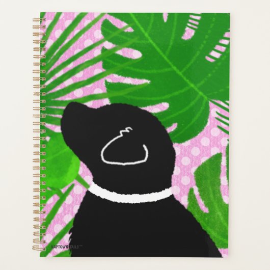 Green Tropical Island Black Dog Planner (Voorkant)