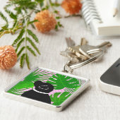 Green Tropical Island Black Dog Sleutelhanger (Zijkant)