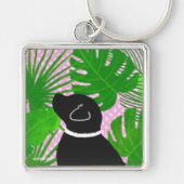 Green Tropical Island Black Dog Sleutelhanger (Voorkant)