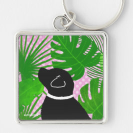 Green Tropical Island Black Dog Sleutelhanger
