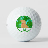 Green Tropical Island Gele Hond Golf Ball Golfballen (Voorkant)