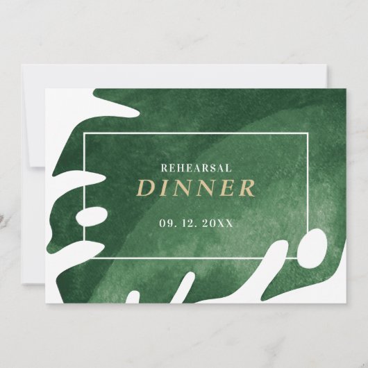 Green tropical leaf Rehearsal Dinner Kaart (Achterkant)