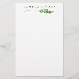 Green Tropical Leaf Wedding Vows Sheets