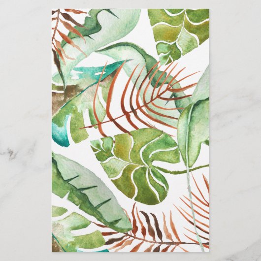 Green Tropical Leaf Wedding Vows Sheets (Achterkant)
